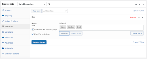 Creating Attributes in WooCommerce