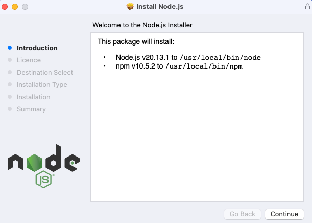 Node.js installer.